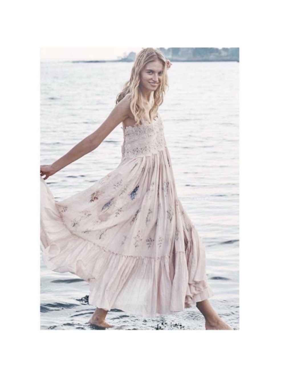 Caroline Constas cotton blend Guipure embroidered lace Anthro maxi dress size S